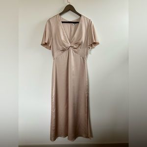 Show Me Your Mumu Rome Twist Gown in Champagne Luxe Satin